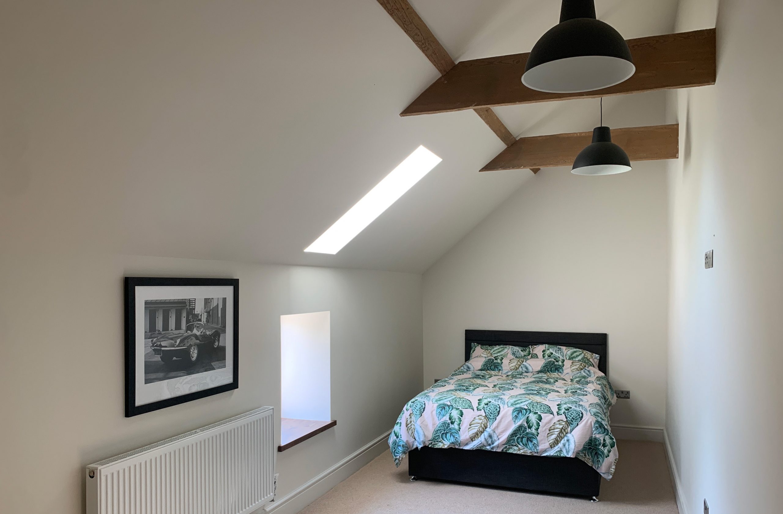 Barn conversion Bedroom - fresh plaster job