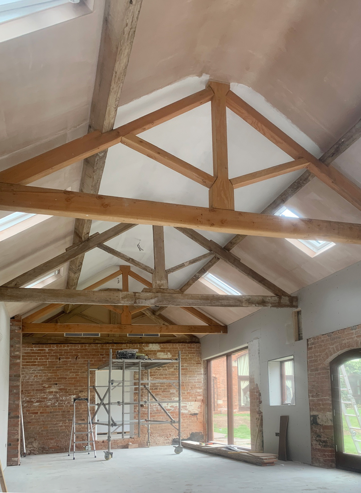 Barn Conversion, Retford Nottinghamshire - mid renovation, plaster on walls
