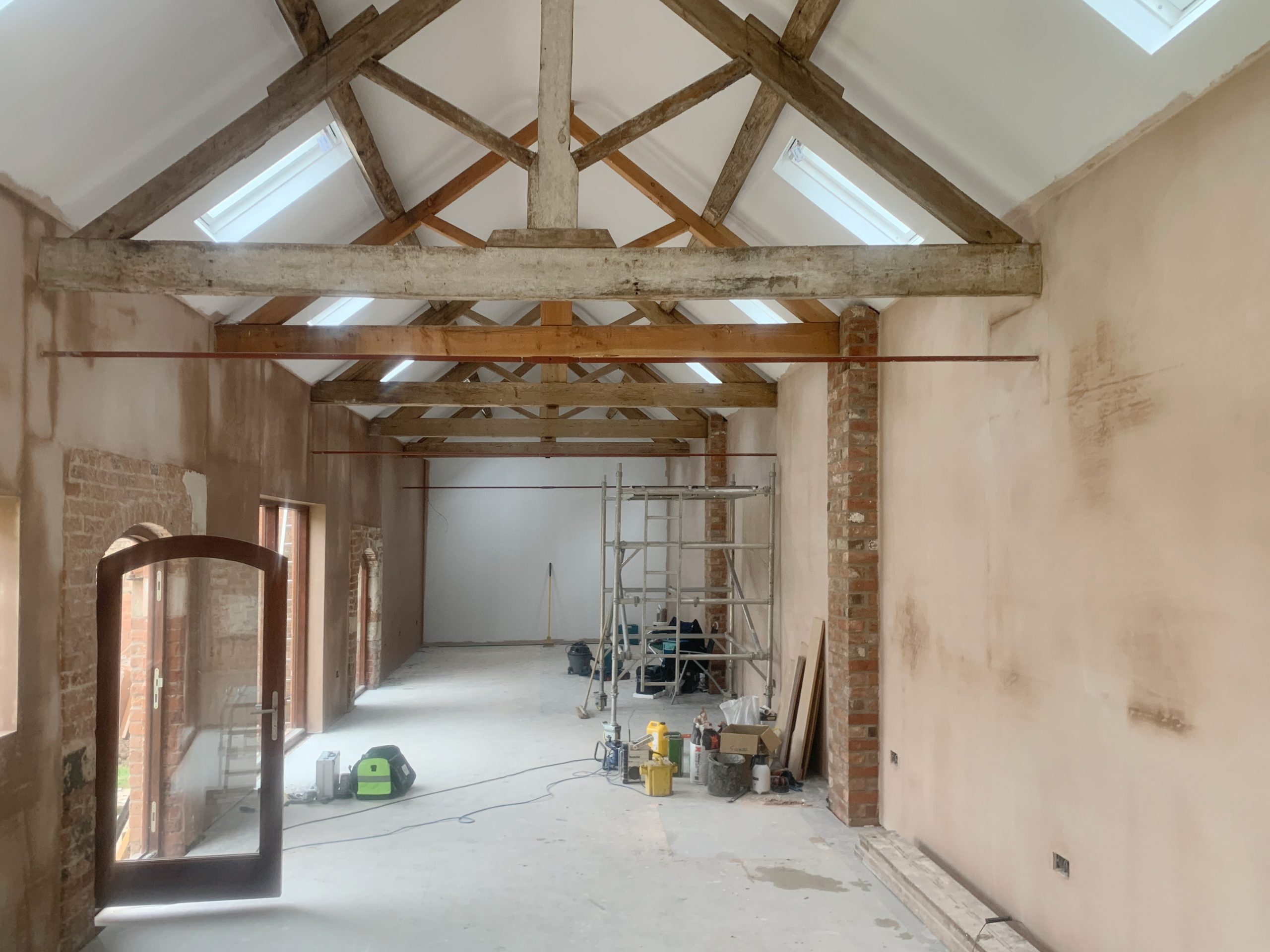 Barn Conversion, Retford Nottinghamshire - mid renovation, plaster on walls