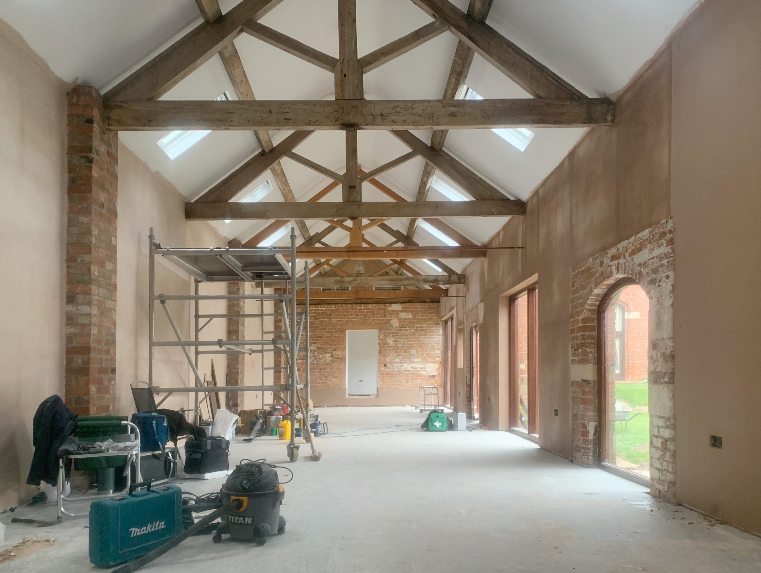 Barn Conversion, Retford Nottinghamshire - mid renovation, plaster on walls