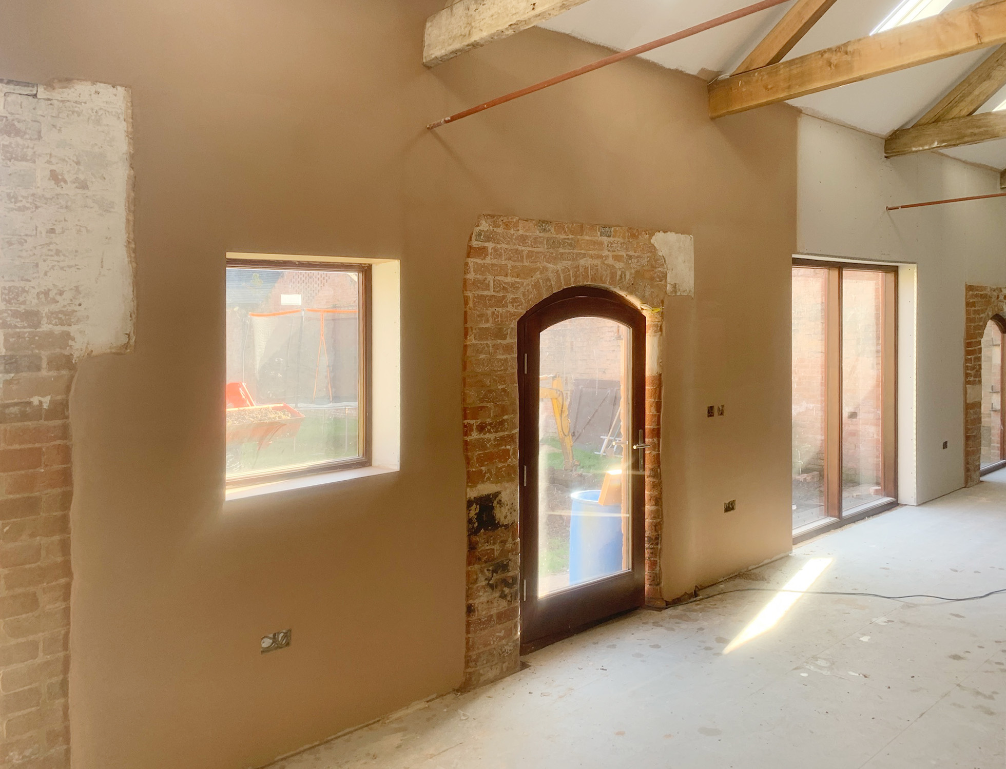 Barn Conversion, Retford Nottinghamshire - mid renovation, plaster on walls